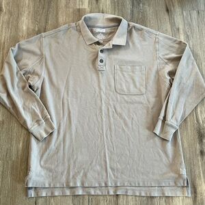 Duluth Trading Company Men’s 100% Cotton Tan Polo Long Sleeve, Size XLarge